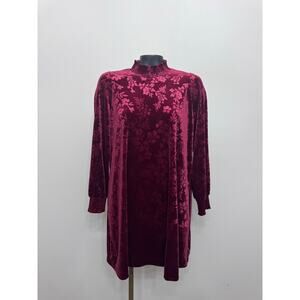 Matilda Jane Velour Burnout Melanie Shift Dress Girl’s Sz 16 Burgundy Red Party